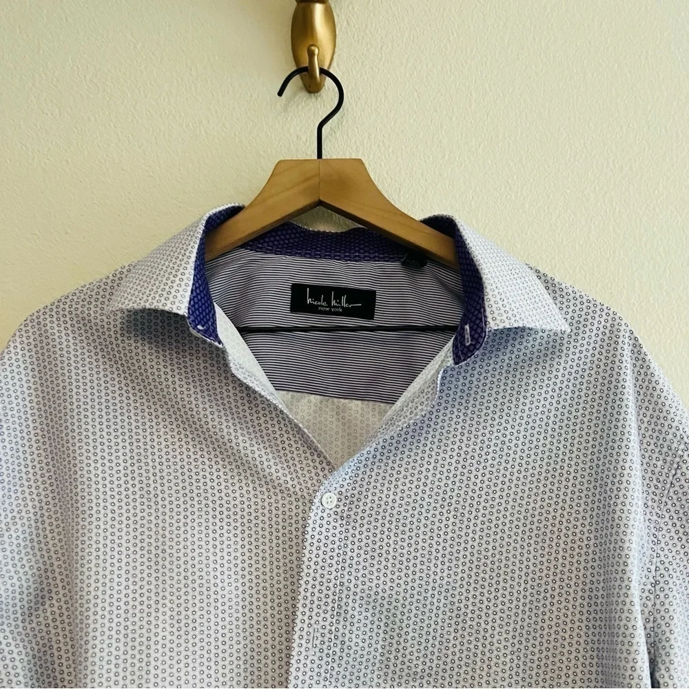 Nicole Miller Men’s Purple Dress Shirt Size XL - Picture 5 of 8